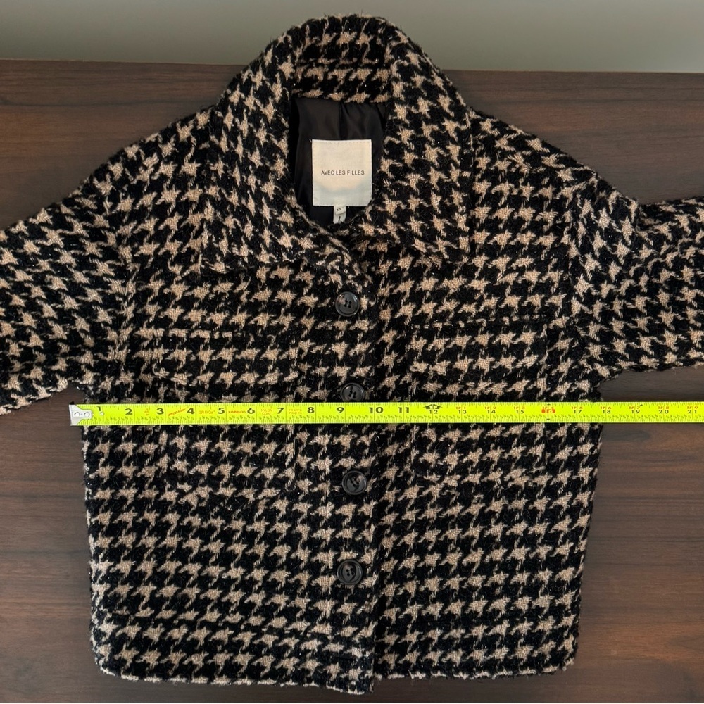 Avec Les Filles Black and Cream Houndstooth Teddy Jacket - Picture 8 of 12